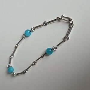 Elegant Silver and Blue Beaded Bracelet (Mexico 925)